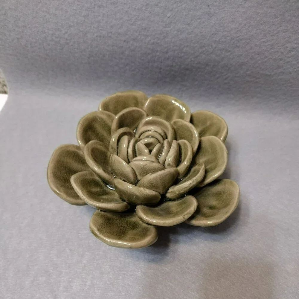 Handcrafted Ceramic Succulent, Studio Pottery, Leaf Plant Figurine, Boho Decor
